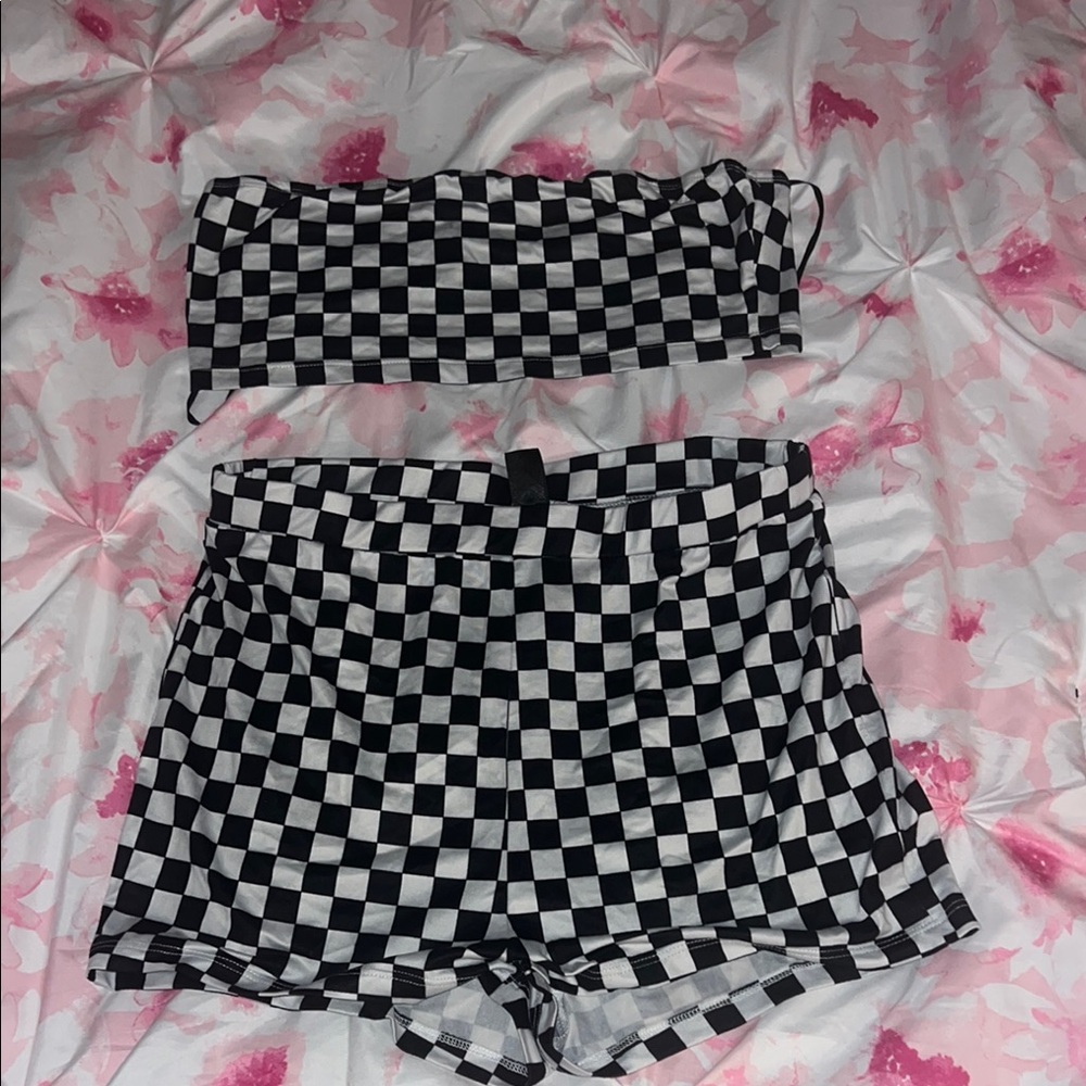 SHEIN Monochrome Checkered Set
